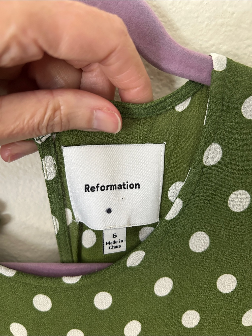 Reformation Carolena midi polka dots Dress in Edamame green - Picture 4 of 12
